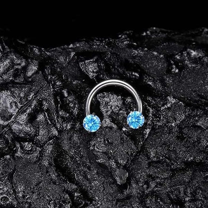 🔥Hot Sale🔥🎁Zirconia Horseshoe Ring with Threaded Gems for Piercings