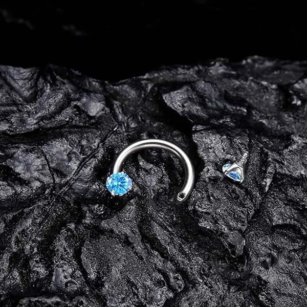 🔥Hot Sale🔥🎁Zirconia Horseshoe Ring with Threaded Gems for Piercings
