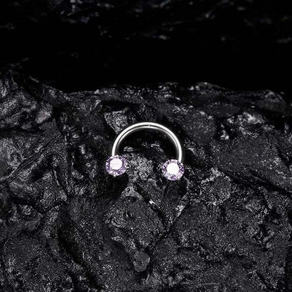 🔥Hot Sale🔥🎁Zirconia Horseshoe Ring with Threaded Gems for Piercings