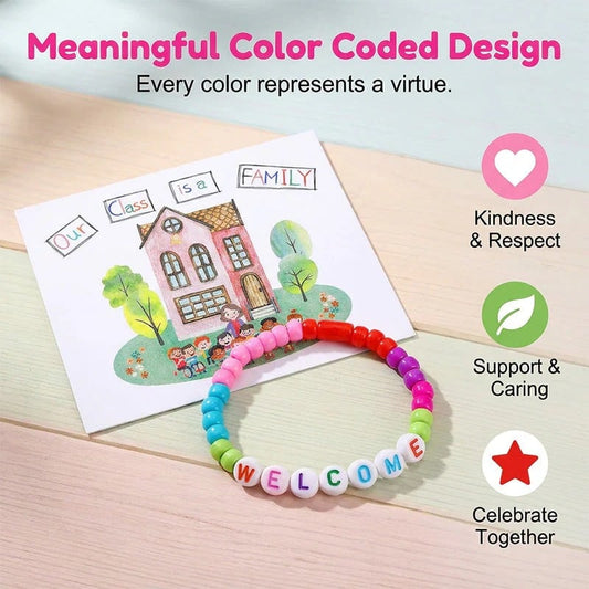 🏆Last Day 50% OFF - ✨🌈Pack of 25 Welcome BeadBracelets - StrengthenClassroom Friendship & SpreadWarm Kindness!